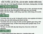 Tuyển Dụng Lái Xe & Nhân Viên Kho Làm Việc Tại Hà Nội – Đi Làm Ngay